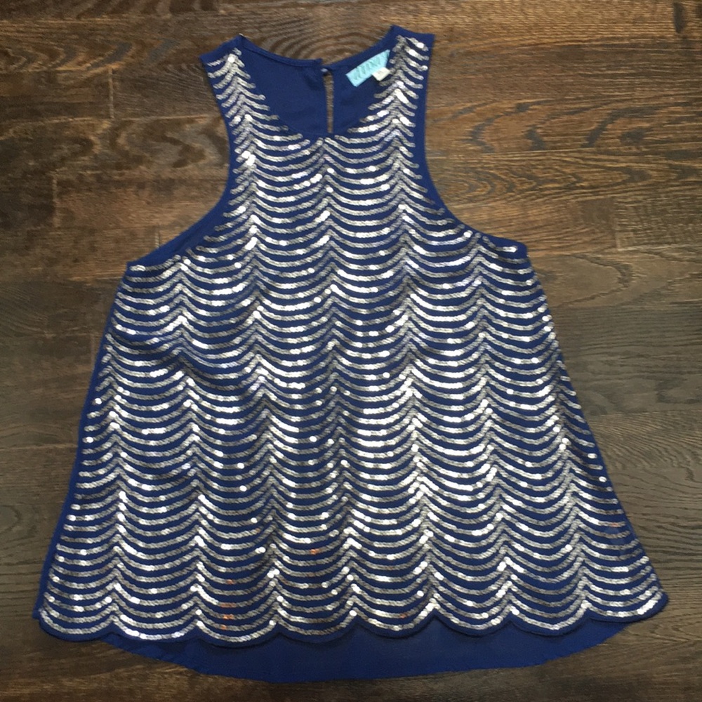 Blue sequin top